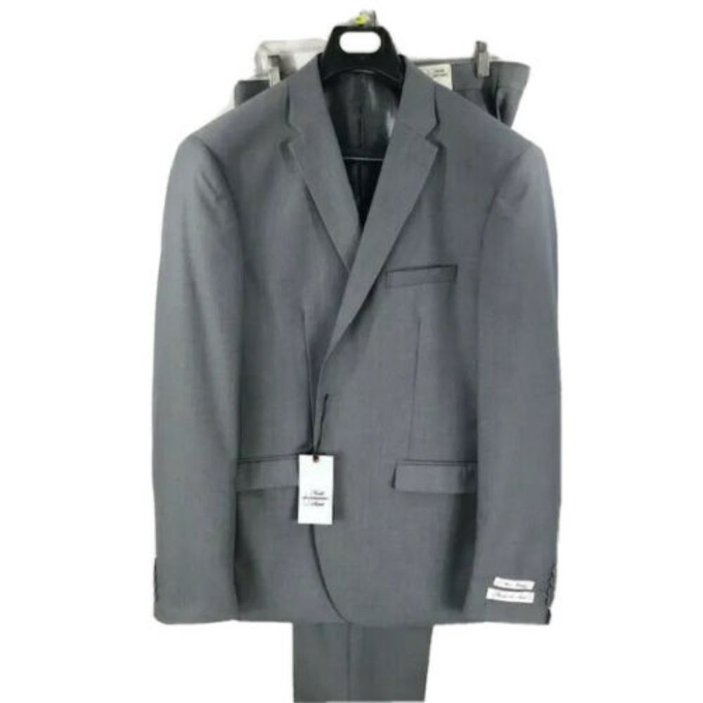 Needle & Stitch Men's Light Gray 2 Piece Suit Flat Front Pants Modern Fit 42R